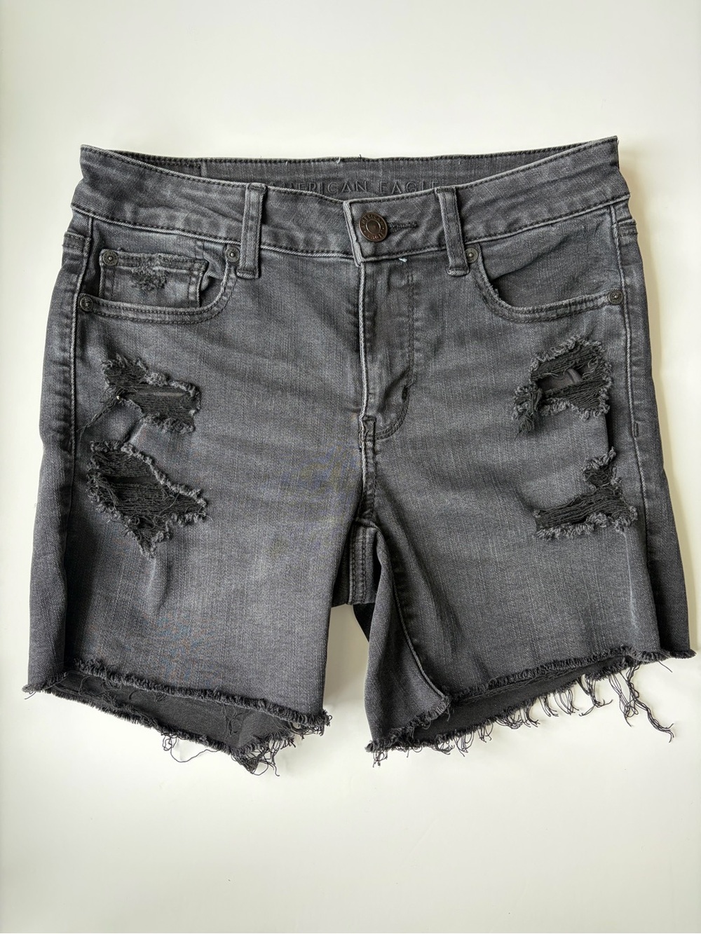 American Eagle Distressed Black Denim Shorts